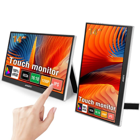 Portable Touch Monitor 14 Inch Computer Gaming Metal Enclosure Mobile External Display for Laptop Xbox PS4 Phone with Speakers Type-C USB-C HDMI IPS FHD 1200P LED Screen - size: 14 inch, style: Touch Screen Version