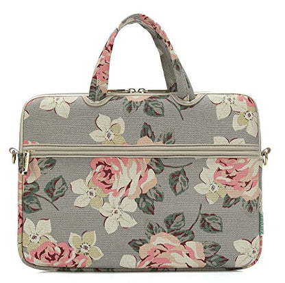 White Rose Patten water resistant Laptop Shoulder Messenger Bag Case Sleeve for 15 Inch 15.6 Inch Laptop,Laptop Briefcase - color: White Rose, size: 15-15.6 Inch