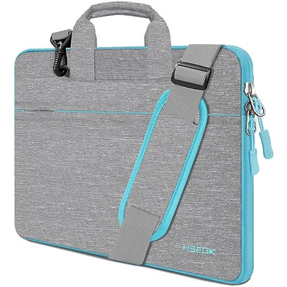 Hseok Laptop Shoulder Bag 13 13.3 14 Inch Case Compatible with MacBook Pro/Neo 14" M5/M4/M3/M2/M1,Mac Air/pro/Neo 13" and Most 13 13.3 14 Notebooks,Spill-Resistant Briefcase,LT Gray & T Blue - color: Light Gray & Light Blue, size: 13-13.5 inch