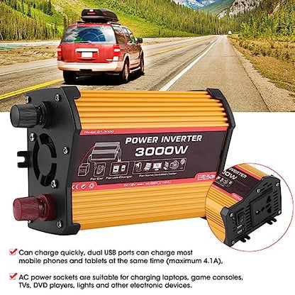 Car Power Inverter 300W, 12V to 110V Converter with Dual USB Ports, Portable Auto Charger for Laptops, Phones, Tablets