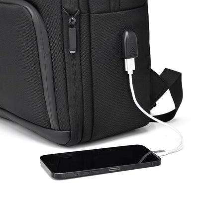 Black Business Laptop Backpack Waterproof Travel Backpack with USB Charging Port for 15.6 Inch Laptops for Men Women Professional Backpack