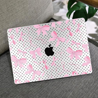 MEEgoodo Case for M5/M4/M3/M2 MacBook Air 13 inch Case 2026 2025 2024 2022, Fit Model A3449/A3240/A3113/A2681, Laptop Hard Shell Compatible with MacBook Air 13.6-inch, Black Polka Dots&Pink Bows - color: Black Polka Dots&Pink Bows