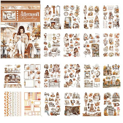 A5 Size Journaling Stickers -200 Pre-Cut Washi Stickers for Junk Journal & Scrapbooking Transparent Reading Girls Journal Sticker - color: White