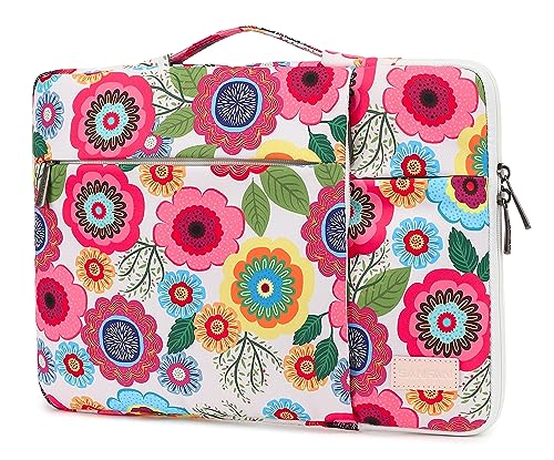 360° Protective Laptop Sleeve Case Bag Cover with Handle For iPad 12.9 inch,MacBook Pro Air 13" and 12.5 inch-13.3 inch Laptop (Flowers) - color: Flowers(3 Pockets), size: 12.5 inch-13.5 inch