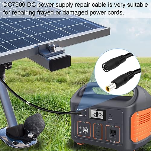 DC7909 Power Pigtails Cable, 12V DC 8mm Male Plug to Bare Wire Open End Power Supply Repair Replacement Barrel Connector Cord, 16AWG DC 7.9 x 5.5mm for Solar Cell Laptop Camera, 4 Pcs