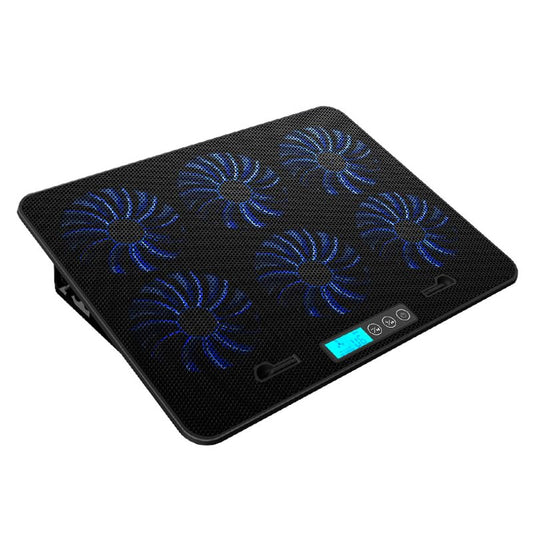 Laptop Cooling Pad, Cooler with 6 Core High Speed Mute Fan, Applicable to 18 inches Notebook Gaming Laptop Computer, Five Level Angle Adjustment Quick Cooling Low Noise (Smart LCD Displays Mute)