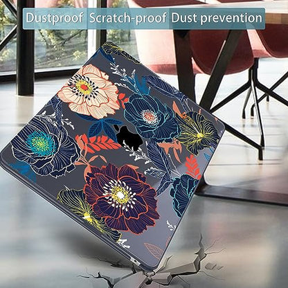 Mektron for 2026/2025/2024/2023 MacBook Air 15 INCH M5 A3448 /M4 A3241 /M3 A3114 /M2 A2941 Case, Printed Plastic Hard Shell Cover with 15.3" Liquid Retina Display Touch ID, Dahlia Flowers - color: Dahlia Flowers
