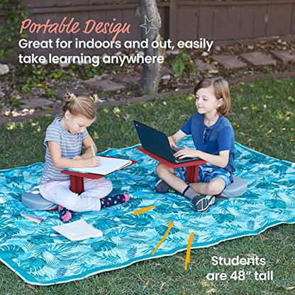ECR4Kids The Surf Portable Lap Desk with Cushion, Flexible Seating, Red - color: Red