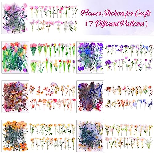 401Pcs Transparent Flower and Butterfly Stickers, Clear Floral Scrapbook Stickers Supplies for Journal Planner Notebook Resin Card Making Laptop Cell Phone Decorating | Clear Floral Scrapbook Stickers for Resin Crafts, Journal Planner Supplies, Card Makin