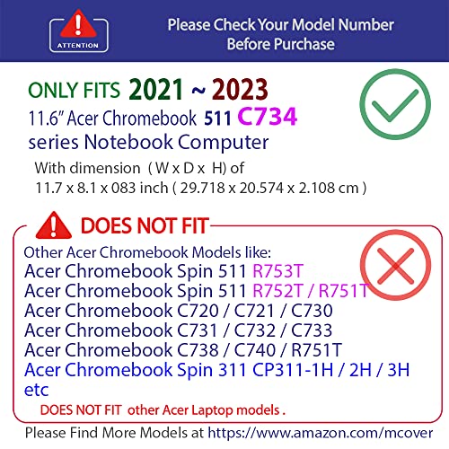 mCover Hard Case Only Compatible for 2021~2023 11.6" Acer Chromebook 511 C734 Series Traditional Clamshell Laptop Computers (NOT Compatible with Any Other Acer Models) - Clear - color: Clear