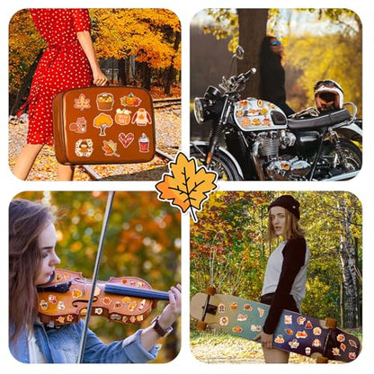 XZENTIRA 101 PCS Fall Stickers, Cute Autumn Thanksgiving Style Stickers for Laptop Scrapbooking Water Bottles Envelopes, Harvest Party Favorites, Pumpkin Maple Leaf Sticker Decals for Kids Teens Adult - style: Fall