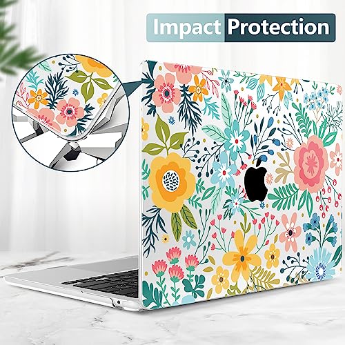 TWOLSKOO for MacBook Air 13 inch Case M5 2026 M4 2025 M3 M2 2024-2022 A3449 A3240 A3113 A2681, Plastic Hard Shell & Keyboard Cover & Screen Film for MacBook Air 13.6 inch Case, Abstract Flower - color: Abstract Flower