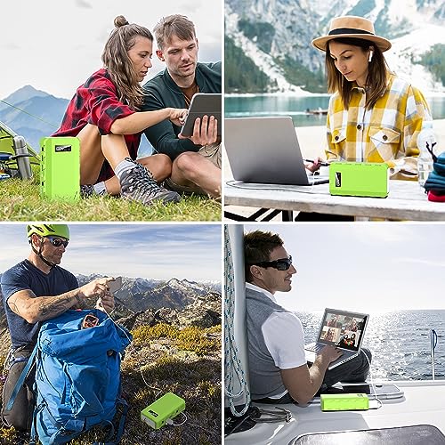 Portable Power Station with AC Outlet 120V, 24000mAh Laptop Charger Bank | Powkey 86Wh Lithium Battery Pack with 65W AC Outlet, Emergency Backup Power Supply for Camping Home Office Outdoor (Green) - color: A-Green