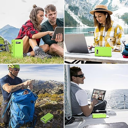 Portable Power Station with AC Outlet 120V, 24000mAh Laptop Charger Bank | Powkey 86Wh Lithium Battery Pack with 65W AC Outlet, Emergency Backup Power Supply for Camping Home Office Outdoor (Green) - color: A-Green