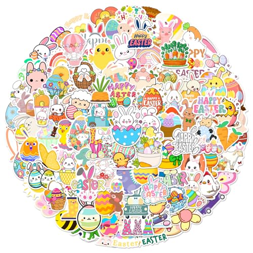 XZENTIRA, 103 PCS Easter Stickers, Vinyl Waterproof Sticker Cute Egg, Easter Egg Stickers Decorating for Cards Water Bottles Skateboard Computer Envelopes Gifts Tags Crafts Windows - style: Easter