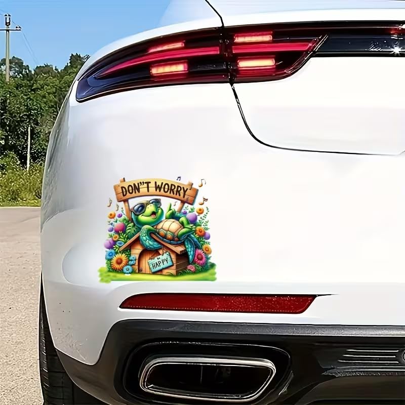 Leisurely Turtle PVC Vinyl Car Decals Stickers Waterproof Self-Adhesive Decals for Cars, Laptops, Trucks, Motorcycles Wall Window Luggage Scratch Cover Door Decor Sticker