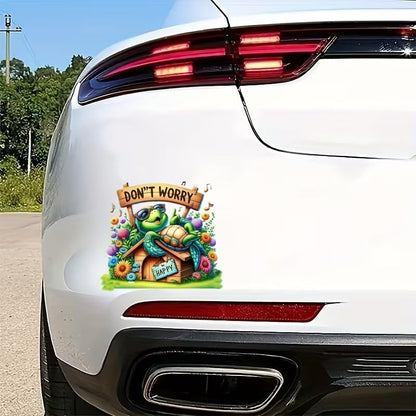 Leisurely Turtle PVC Vinyl Car Decals Stickers Waterproof Self-Adhesive Decals for Cars, Laptops, Trucks, Motorcycles Wall Window Luggage Scratch Cover Door Decor Sticker