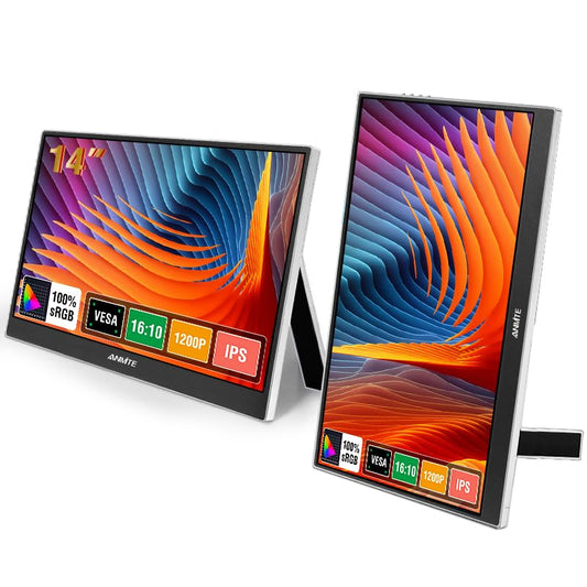 14 Inch Portable Monitor Computer Gaming Metal Enclosure Mobile External Display for Laptop Xbox PS4 Phone with Speakers Type-C USB-C HDMI IPS FHD 1200P LED Screen - size: 14 inch, style: Non-Touch Version