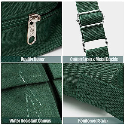 KALIDI Canvas Tote Bag Large Hobo Crossbody Shoulder Handbag Zipper Messenger Bag for Women or Men Casual College Work - color: Upgraded Dark Green