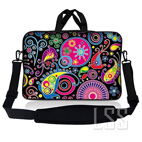 Laptop Sleeve Bag Carrying Case w/Handle & Adjustable Shoulder Strap & Matching Skin Sticker Compatible with 15" 15.4" 15.6" Dell, Asus, Acer - Art Design - color: Art Design, size: 15 inch