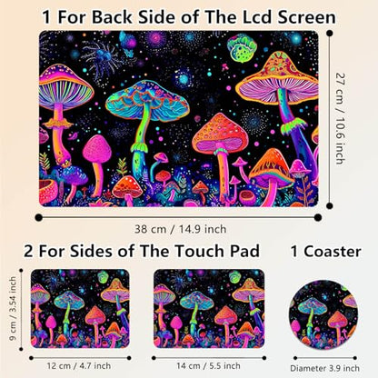 Laptop Skin Sticker Decal 15.6 Inch,12 13 13.3 14 15 15.6 in Laptop Netbook Skins for Notebook,Art Decal Removable Waterproof Scratch Resistant,Universal Vinyl Cover,Colorful Mushroom - color: Colorful Mushroom