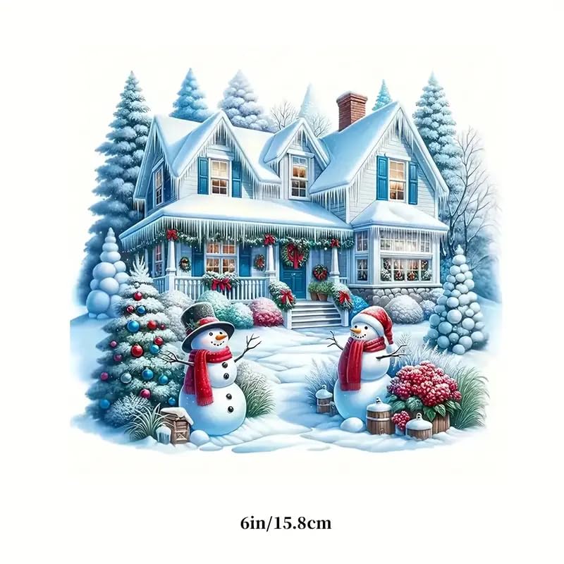Christmas Snowman & House PVC Vinyl Car Decals Stickers Waterproof Self-Adhesive Decals for Cars, Laptops, Trucks, Motorcycles Wall Window Luggage Scratch Cover Door Decor Sticker