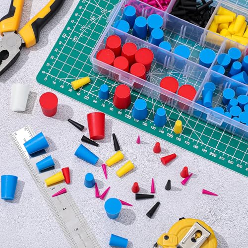 Briwooody 250 Pcs Rubber Plugs 9-Sizes Silicone Tapered Plug Kit 1/15" to 1" Stoppers for Coating, Hole, Painting Protection Silicone Stopper