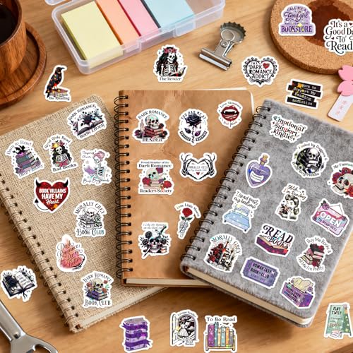 Dark Romance Stickers for Adults - 100 Pcs Gothic Bookish Water Bottle Stickers, Holographic Waterproof Scrapbook Sticker for Book Lover, Vinyl Decals for Vision Board Laptop Journal - style: Dark Romance