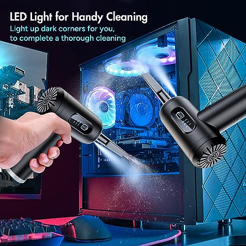 Electric Compressed Air Duster, 3-Gear Dust Blower for Computers Cordless PC Dusters Keyboard Electronics Cleaning Kit - 50000RPM 6000mAh Rechargeable with LED Light Display