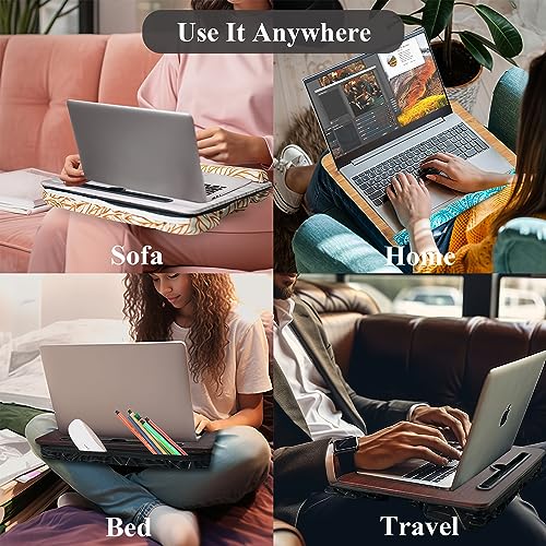 Lap Desk,Fits up to 15.6 inch Laptop Bed Table Computer with Soft Pillow and Storage Bag,Gaming Tray and Writing Tray on Bed for Home Office(2-Light Brown) - color: 2-light Brown
