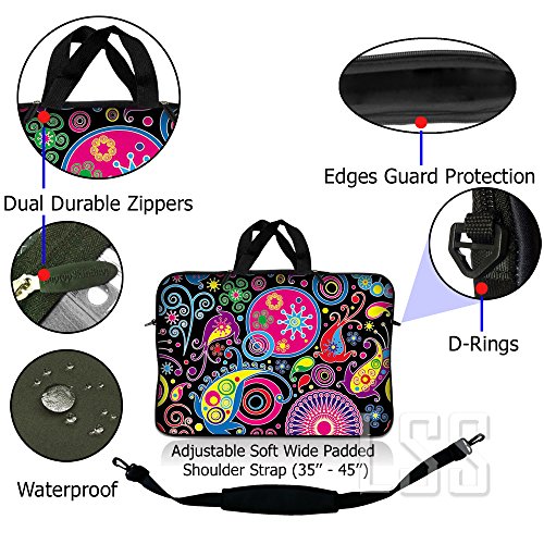 Laptop Sleeve Bag Carrying Case w/Handle & Adjustable Shoulder Strap & Matching Skin Sticker Compatible with 15" 15.4" 15.6" Dell, Asus, Acer - Art Design - color: Art Design, size: 15 inch