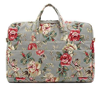 Grey Rose Pattern Waterproof Laptop Shoulder Messenger Bag Case With Rebound Bubble Protection for MacBook Pro 16 inch,LG Gram 16 inch and 15 inch-15.6 inch laptop - color: ‎‎grey Rose(cushioned)