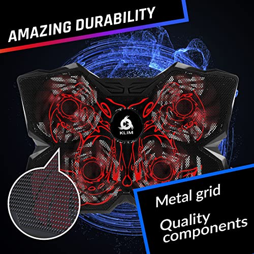 KLIM Wind Laptop Cooling Pad - More Than 500,000 Units Sold - New Version - Powerful Rapid Action Laptop Cooler - Laptop Stand with 4 Cooling Fans - 2 USB Ports - PC Mac PS5 PS4 Xbox One - Cobra Red - color: Red