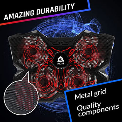 KLIM Wind Laptop Cooling Pad - More Than 500,000 Units Sold - New Version - Powerful Rapid Action Laptop Cooler - Laptop Stand with 4 Cooling Fans - 2 USB Ports - PC Mac PS5 PS4 Xbox One - Cobra Red - color: Red