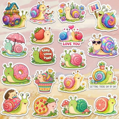 18pcs Cute Snail Stickers Pack, Colorful Animal Waterproof Stickers,Vinyl Cute Aesthetic Sticker for Water Bottle,Laptop,Phone,Skateboard,Sticker for Teens Girls Kids - color: Snail
