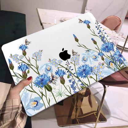 Compatible with MacBook Air 13 Inch Case 2018 2019 2020 2021 Release A2337 M1 A1932 A2179 Touch ID, Plastic Hard Case Keyboard Cover Screen Protector for Mac Air 13 M1, Tropical Blue Flowers - color: Tropical Blue Flowers