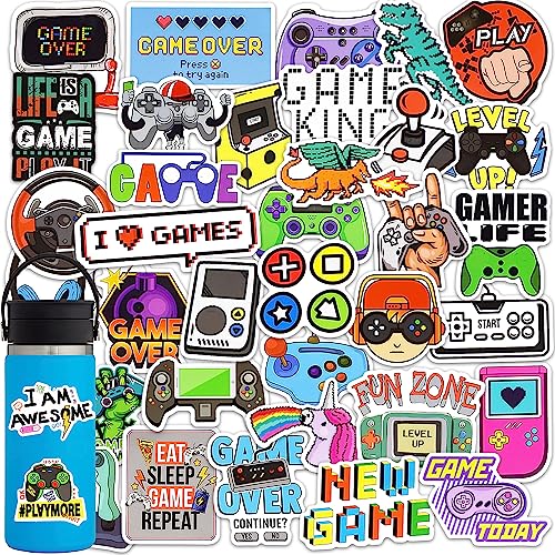 DETICKERS Water Bottles Stickers for Boys Kids 50 PCS Waterproof Video Game Vinyl Stickers Gamer Gifts for Teen Boys - style: Game