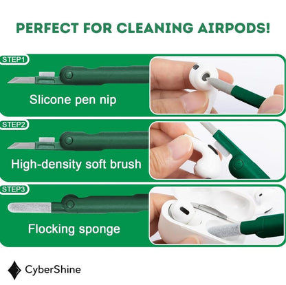 7-in-1 Electronics Cleaning Kit – Screen & Keyboard Cleaner for AirPods, iPad, iPhone, MacBook, Laptop, PC – with 5ML Mist Spray – Soldier Green