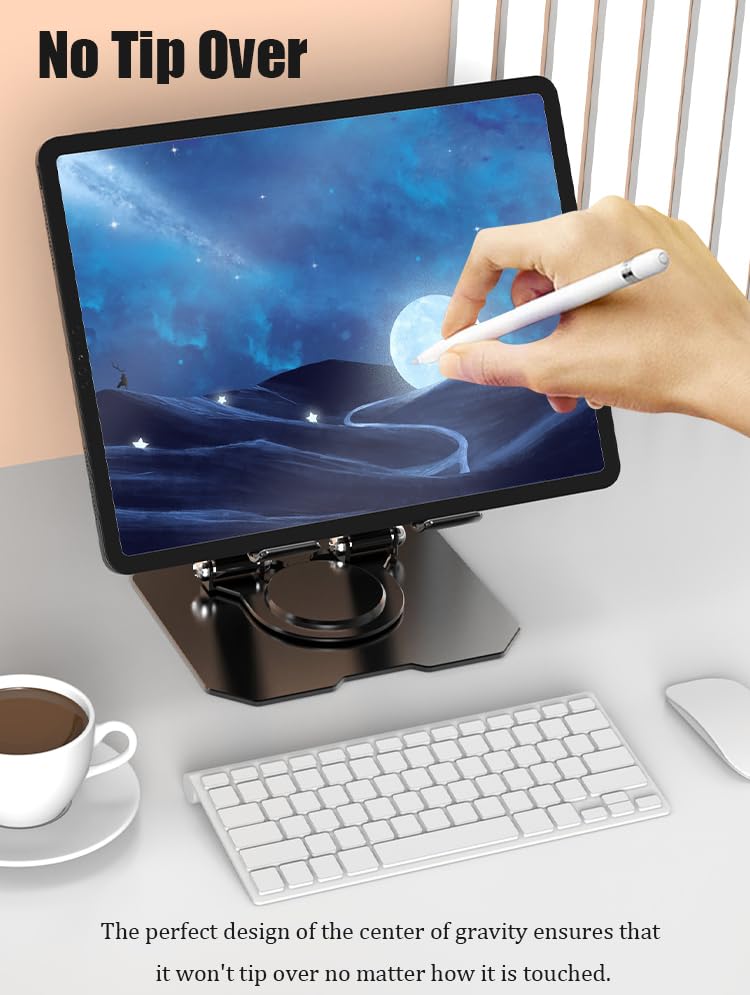 360° Rotating Tablet Desk Holder for All iPad/Tablets | Compatible with all iPad/Tablets - color: Silver