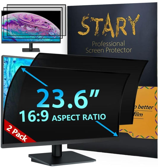 STARY [2 Pack 23.6 Inch Computer Privacy Screen for 16:9 Aspect Ratio Widescreen Monitor, Eye Protection, Anti Glare, Blue Light, Removable Computer Monitor Privacy Filter, Anti-Scratch Protector - size: 23.6 Inch 16:9 Upgrade