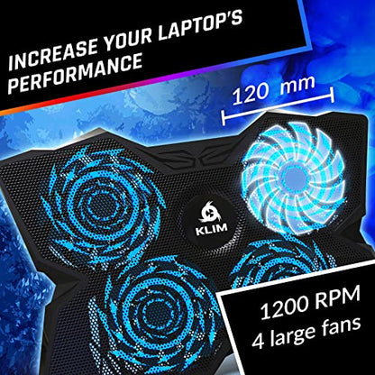 KLIM Wind Laptop Cooling Pad - More Than 500,000 Units Sold - New Version - Powerful Rapid Action Laptop Cooler - Laptop Stand with 4 Cooling Fans - 2 USB Ports - PC Mac PS5 PS4 Xbox One - Diamond - color: Brown
