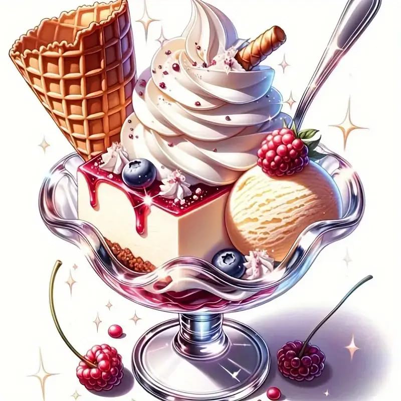 Gourmet Ice Cream Cake PVC Vinyl Car Decals Stickers Waterproof Self-Adhesive Decals for Cars, Laptops, Trucks, Motorcycles Wall Window Luggage Scratch Cover Door Decor Sticker