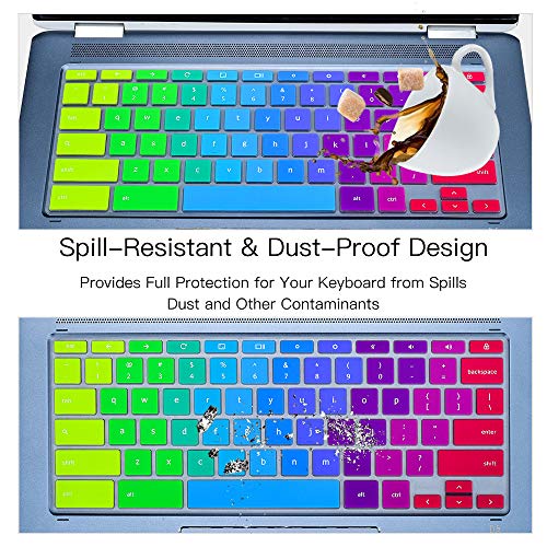 Keyboard Cover for HP x360 2-in-1 14" Chromebook, 14-db/ca/ak/DA 14B-CA 14a-na Series, 14 G2 G3 G4 G5, HP Chromebook 11 G2, G3, G4, G5, G6 EE G7 EE Keyboard Cover Skin, Rainbow - color: Rainbow