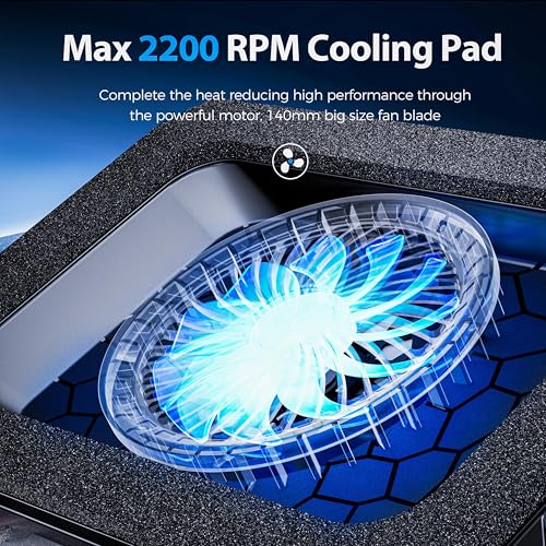 AICHESON Gaming Laptop Cooling Pad with Powerful Cooler Fans | RGB Lighting and Phone Holder for 15-19 inch Laptops and PC Computers