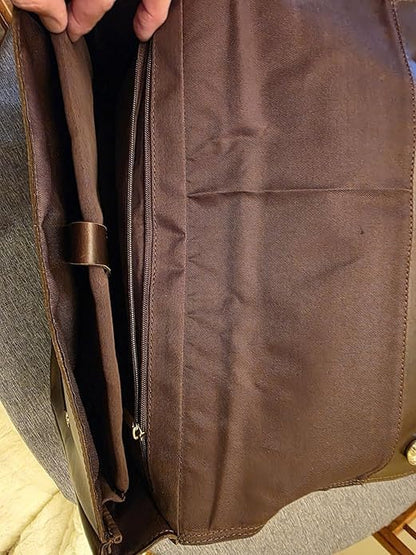 Full Grain Leather Briefcase for Men, Handcrafted Laptop Bag with Multiple Compartments,Fits 15.6 Inch Laptop - color: Light Brown
