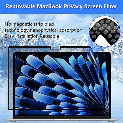 ZOEGAA MacBook Air 13.6 inch Privacy Screen, Removable Privacy Screen MacBook Air 13.6 & 13 inch 2022-2026 (M2, M3, M4, M5), Reusable Laptop Screen Protector Anti-Glare Blue Ray Reduction - size: MacBook Air 13.6 in