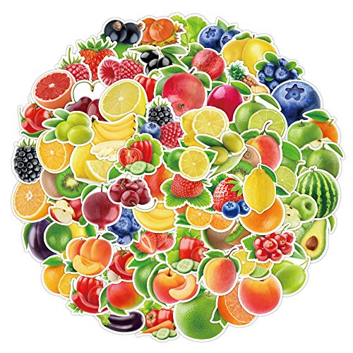 Fruit & Vegetable Vinyl Stickers 100 PCS, Botanical Aesthetic Waterproof Die-Cut Fresh Fruit Sticker Pack for Water Bottles Laptop Luggage Skateboard, Scrapbook Journal Phone Case Notebook