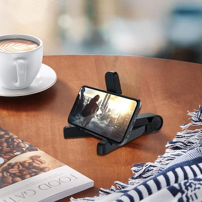 Tablet Stand Holder, Foldable Triangular Stand Holder with Dual Axis 180° Adjustable and Non-Slip Mats, Compact Desktop Holders for Universal Phone Laptop Monitors, up to 10" Devices, Black