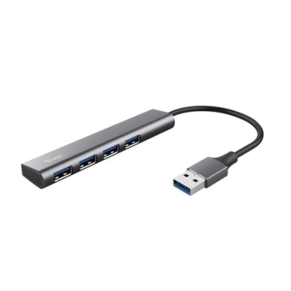 Trust Halyx USB Hub 4-Port USB-A 3.2 Gen 1, 5 Gbps Data Transfer Speed, Thin and Compact Data Hub, Plug & Play, Slim Portable USB Splitter for Computer, PC, Desktop, Laptop, MacBook