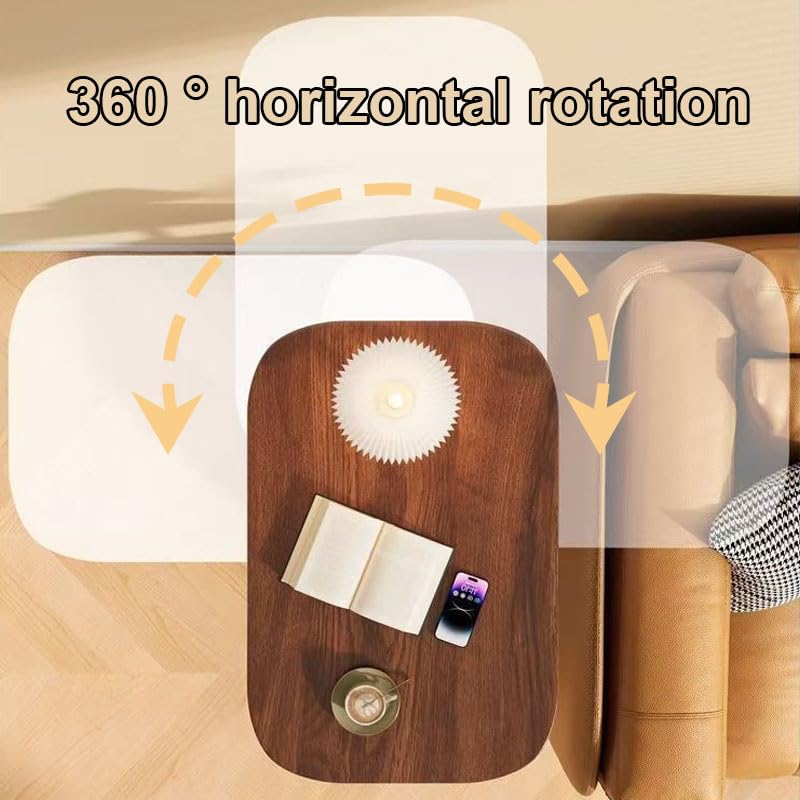 Multiful Sofa Side Floor Stand,Mini Projector Stand Table, Wooden Swivel Tv Tray Table,Portable Laptop Holder,Height Adjustable Snack Tray Stand for Living Room Couch Bed Side (White)